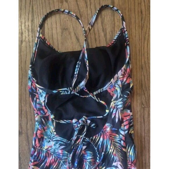 ECO BEACH Palm Frond Strappy One-piece Bathingsuit Swimsuit Women's Size Medium - Picture 3 of 4